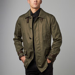 Leather Trim Trench Coat // Green (Euro: 56)