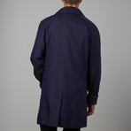 Leather Trimmed Long Trench // Blue (Euro: 50)