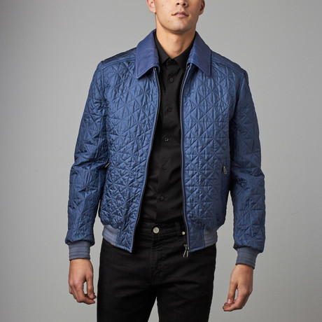 Quilted Bomber Jacket // Blue (S)