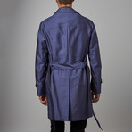 Silk Blend Trench Coat // Blue (2XL)