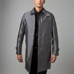 Silk Blend Long Button-Up Coat // Gray (M)