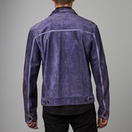 High Collared Suede Jacket // Black + Gray (Euro: 52)