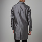 Silk Blend Long Button-Up Coat // Gray (M)