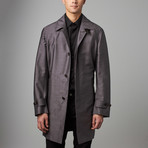 Silk Blend Trench Coat // Black + Gray (L)