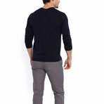 Utku V-Neck Sweater // Navy Blue (L)