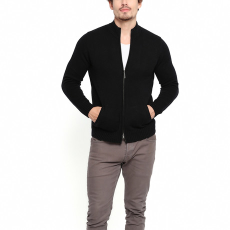 Corviglia Mock Neck Zip Cardigan // Black (S)