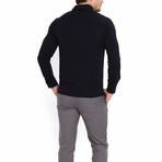 Silk & Cashmere // Versatile Long Sleeve Polo // Navy Blue (XL)