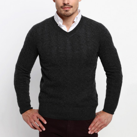 Amerigo Cashmere Blend V-Neck Sweater // Anthracite (S)