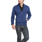 Corviglia Mock Neck Zip Cardigan // Orient Blue (M)