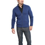 Corviglia Mock Neck Zip Cardigan // Orient Blue (L)