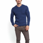 Henri Patch Pocket V-Neck Sweater // Orient Blue (S)