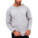 Coty Ribbed Shoulder Crew Neck Sweater // Light Grey Melange (L)