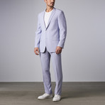 Bella Vita // Slim-Fit Suit // Light Blue Seersucker (US: 38S)