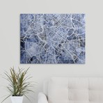 Rome Italy Street Map // Blue (24"W x 18"H x 1.5"D)