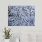 Paris France Street Map // Blue (24"W x 18"H x 1.5"D)