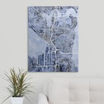 Seattle Washington Street Map // Blue (18"W x 24"H x 1.5"D)