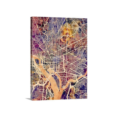 Washington DC Street Map // Multi-Color (18"W x 24"H x 1.5"D)