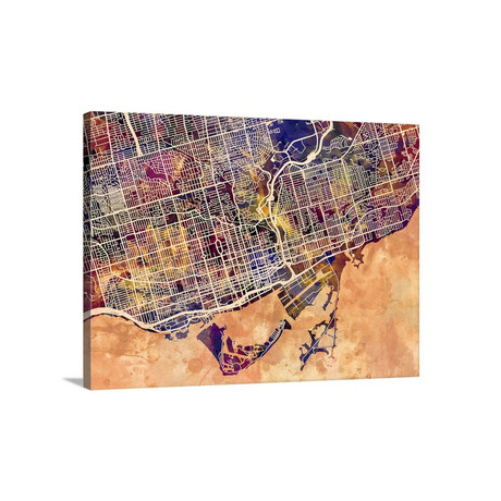 Toronto Street Map // Multi-Color (24"W x 18"H x 1.5"D)