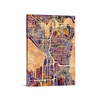 Seattle Washington Street Map // Multi-Color (18"W x 24"H x 1.5"D)