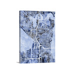 Seattle Washington Street Map // Blue (18"W x 24"H x 1.5"D)