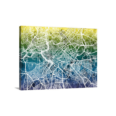 Rome Italy Street Map // Gradient (24"W x 18"H x 1.5"D)