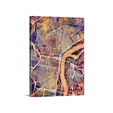 Philadelphia Pennsylvania Street Map // Multi-Color (18"W x 24"H x 1.5"D)