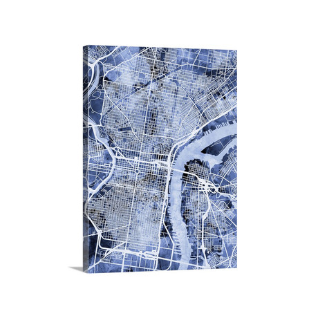 Philadelphia Pennsylvania Street Map // Blue (18"W x 24"H x 1.5"D)