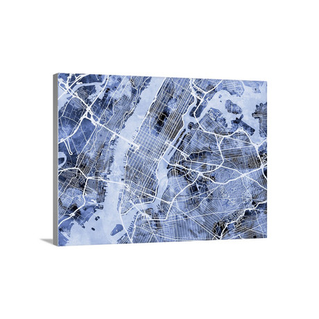 New York Street Map // Blue (24"W x 18"H x 1.5"D)