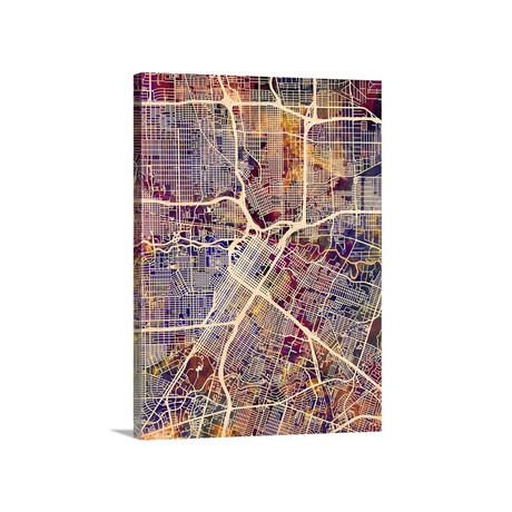 Houston Texas Street Map // Multi-Color (18"W x 24"H x 1.5"D)