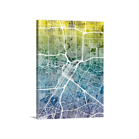 Houston Texas Street Map // Gradient (18"W x 24"H x 1.5"D)