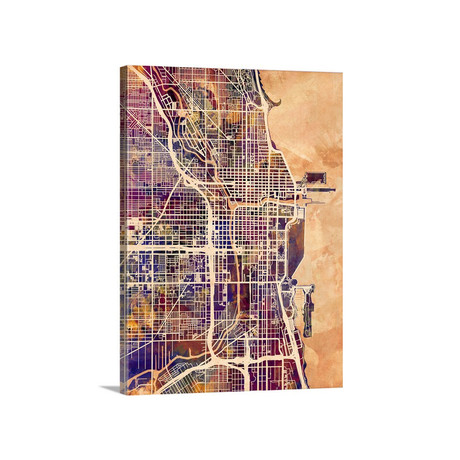 Chicago Street Map // Multi-Color (18"W x 24"H x 1.5"D)