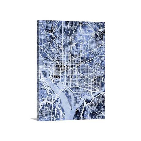 Washington DC Street Map // Blue (18"W x 24"H x 1.5"D)