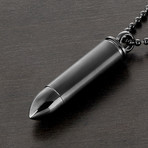 Dual Finish Bullet Capsule Pendant // Black IP Stainless Steel