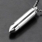 Dual Finish Bullet Capsule Pendant // Stainless Steel