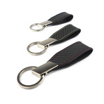 Keychain // Carbon Fiber (Red Stitching)