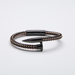 Stainless Steel Nail Bracelet // Braided Black + Rose (Medium)