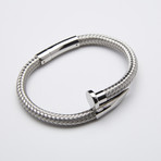 Stainless Steel Nail Bracelet // Grey + White Cable (Medium)