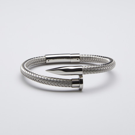 Stainless Steel Nail Bracelet // Grey + White Cable (Medium)