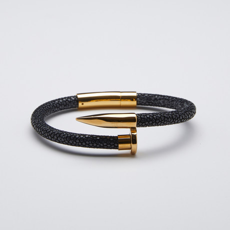 Stainless Steel Nail Bracelet // Black Stingray + Gold (Medium)