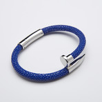 Stainless Steel Nail Bracelet // Blue Stingray + White (Medium)