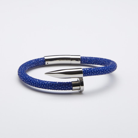 Stainless Steel Nail Bracelet // Blue Stingray + White (Medium)