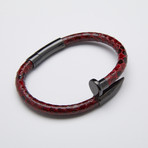 Stainless Steel Nail Bracelet // Red Phyton + Black (Medium)