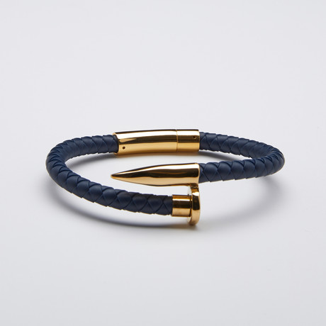 Stainless Steel Nail Bracelet // Blue + Gold (Medium)