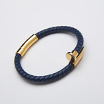 Stainless Steel Nail Bracelet // Blue + Gold (Medium)