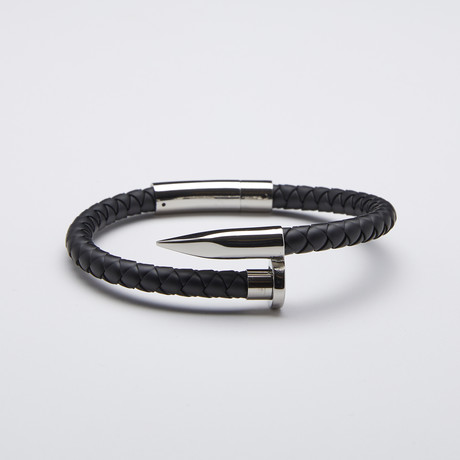 Stainless Steel Nail Bracelet // Black + White (Medium)