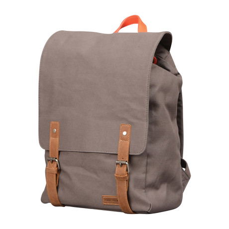 Devon Canvas Backpack (Grey + Brown)