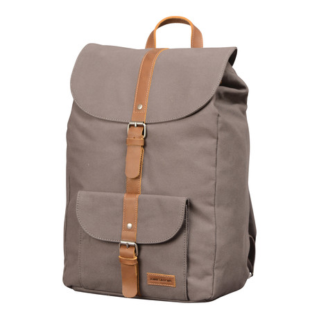 Lincoln Canvas Backpack (Grey + Brown)