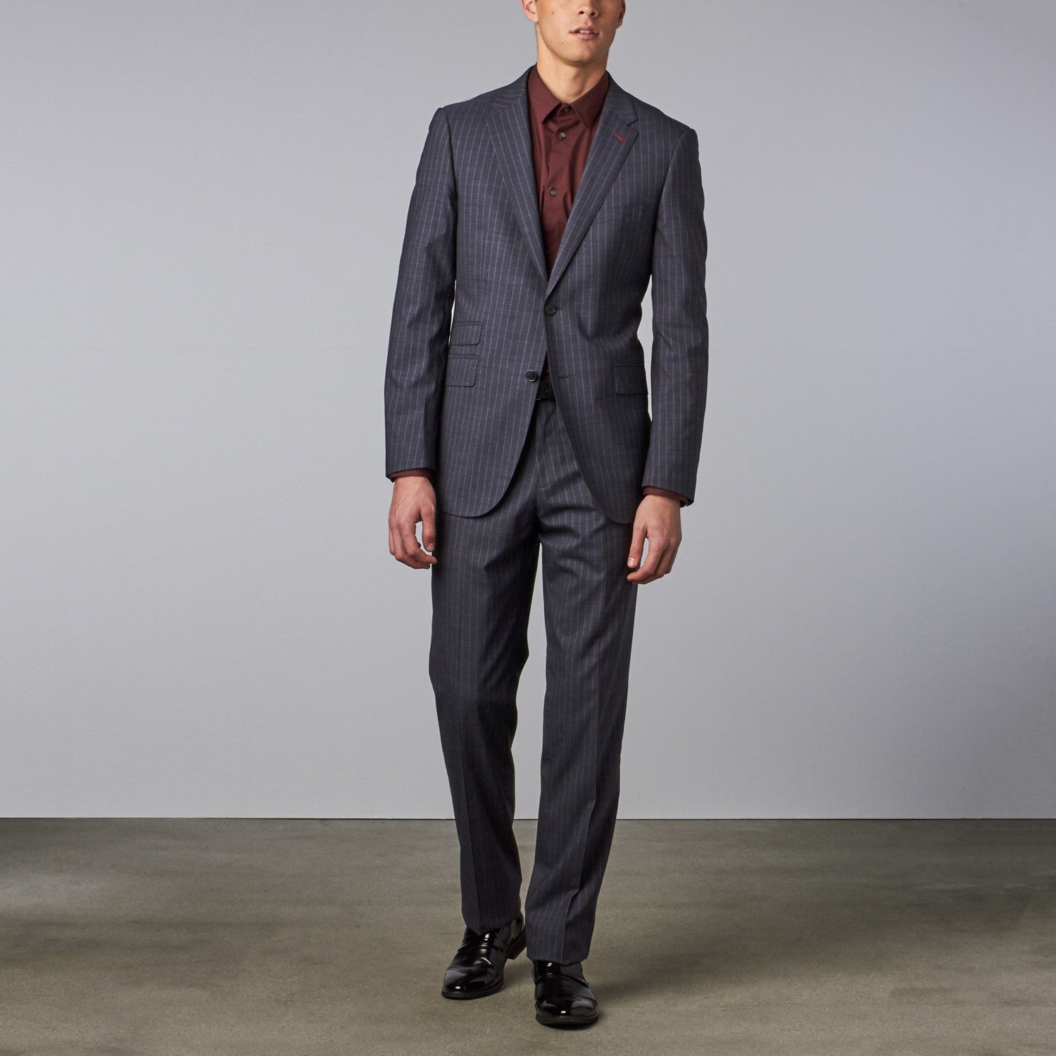 Wool + Cashmere Blend Suit // Wales Grey Pinstripe (US: 50L) - Suiting ...
