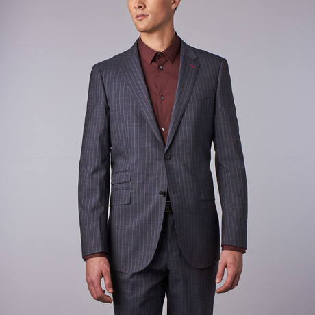 Wool + Cashmere Blend Suit // Wales Grey Pinstripe (US: 50L)
