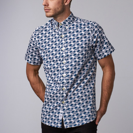 Kennington // Peace And Dove Woven Button-Up // Navy (S)